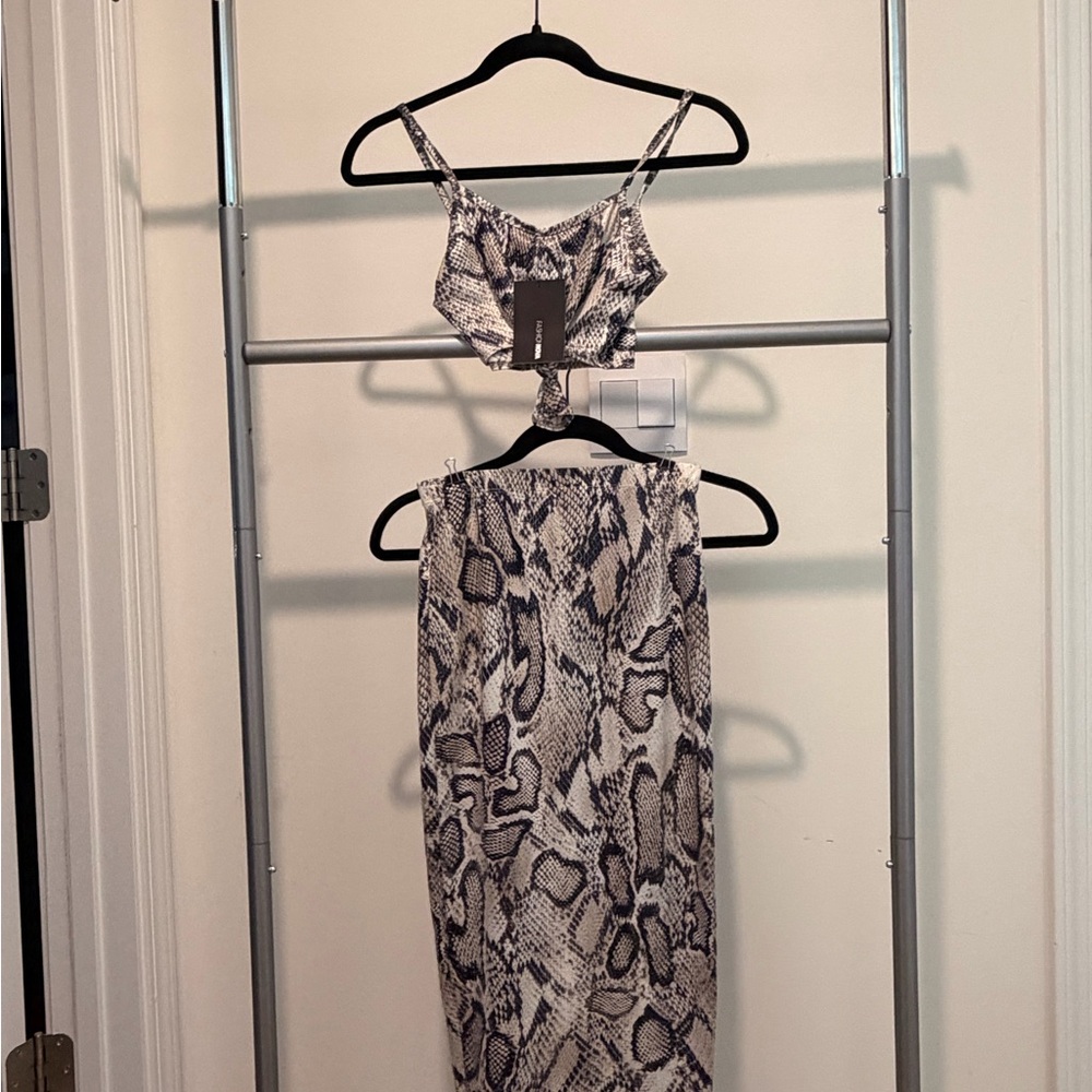 Fashion Nova Snakeskin Print Two-Piece Set